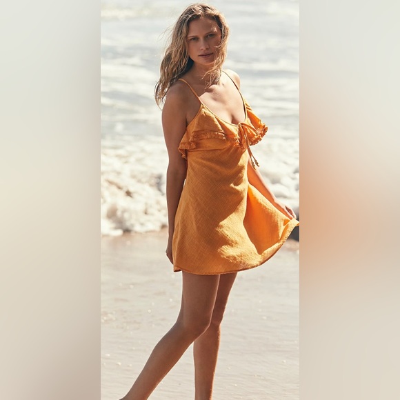 Free People Love Forever Mini Dress. Small. Golden Pollen color - Picture 3 of 13
